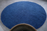 Handmade Blue round custom rug - Moroccan beni ourain carpet