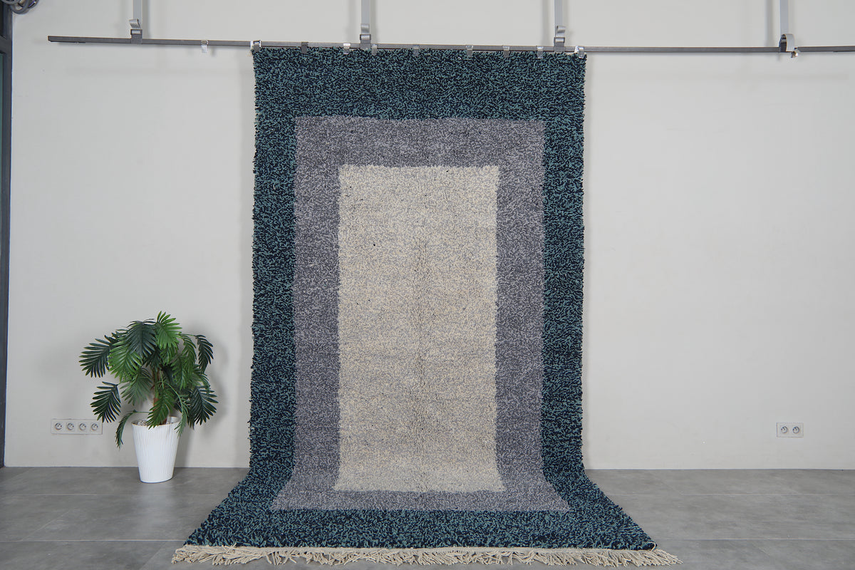 Modern moroccan rug - Blue and gray beni ourain wool rug – Custom