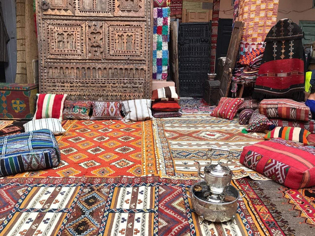 Proceso de fabricación de Marruecos de alfombra Berber.