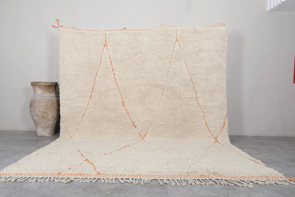 Custom Moroccan rug with orange trellis design