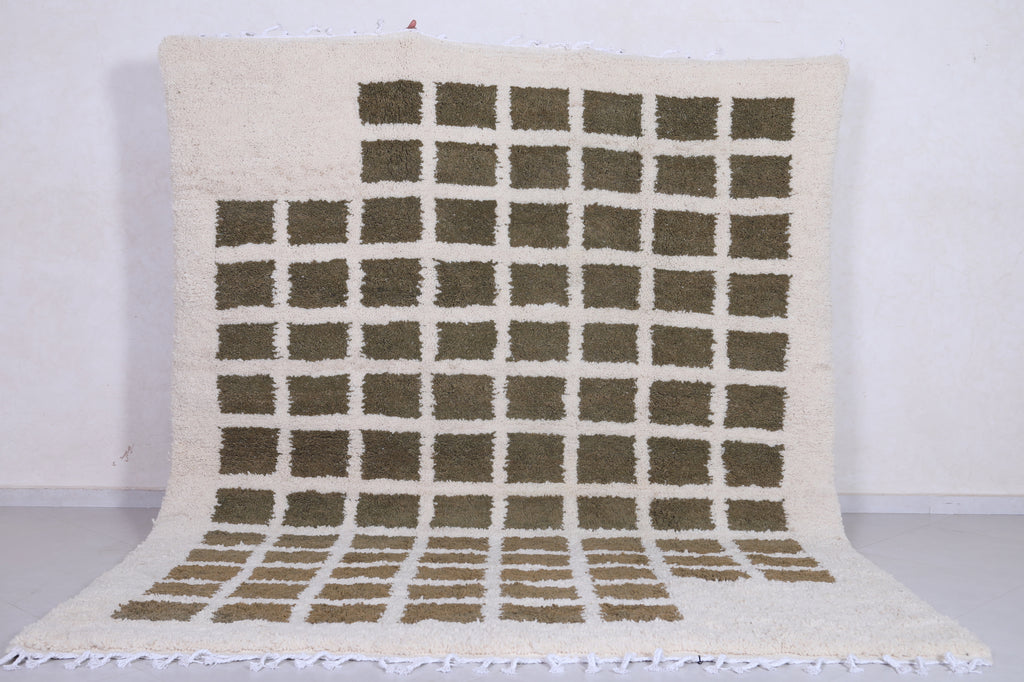 Contemporary rug - Green and Beige Checkered rug - Azilal rug