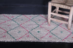 Handknotted Moroccan Azilal Wool Rug - 2.2 FT X 3.8 FT | Subtle Diamond Pattern