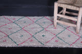 Handknotted Moroccan Azilal Wool Rug - 2.2 FT X 3.8 FT | Subtle Diamond Pattern