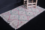 Handknotted Moroccan Azilal Wool Rug - 2.2 FT X 3.8 FT | Subtle Diamond Pattern