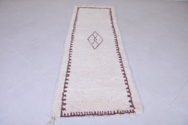 Cream Moroccan runner rug with brown pattern – Custom size