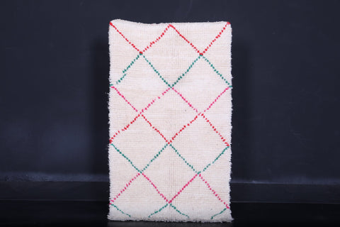 Alfombra marroquí de colorida colorida de lana 2.2 pies x 4 pies