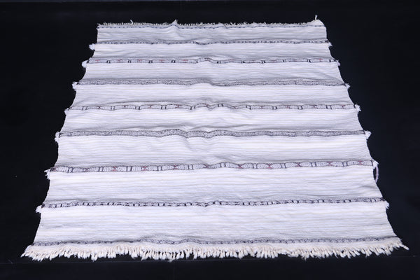 Moroccan Rug 3.7 FT x 5.2 FT | Minimalist Handwoven Design