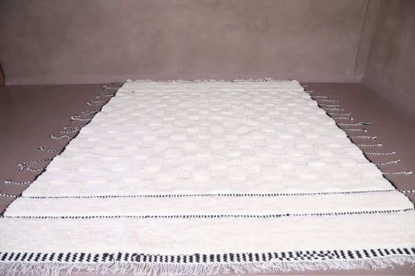 White checkered custom size Moroccan rug – Handcrafted wool design