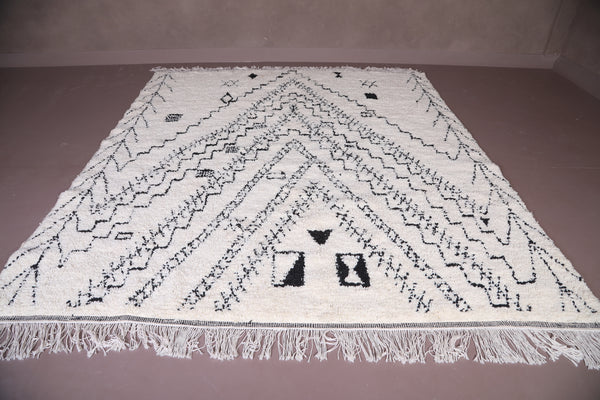 Black patterned Creamy Custom Moroccan rug