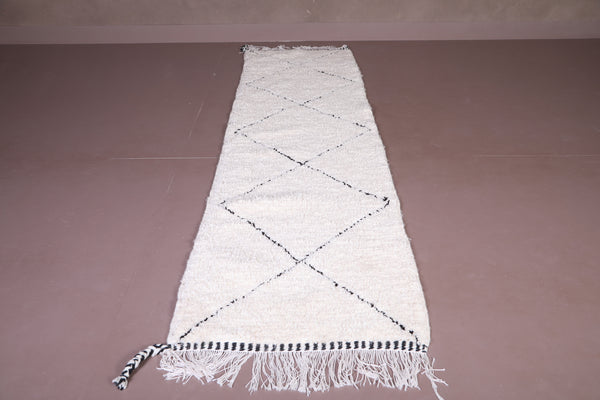 Custom Moroccan runner rug - Ivory wool with black diamonds