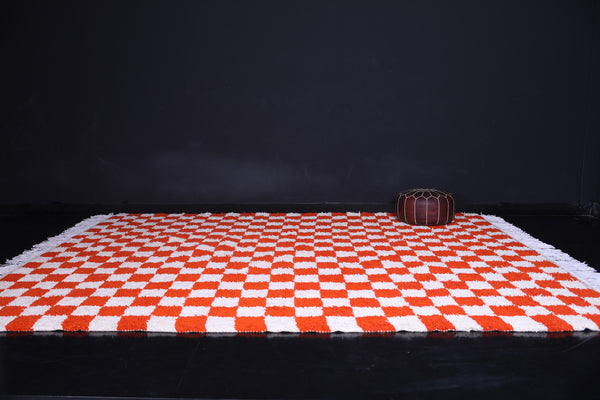 Red & white checkered custom Moroccan rug