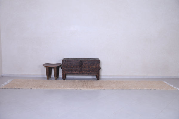 Creamy Moroccan runner rug - Custom size handmade carpet