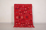 Red Moroccan kilim rug 3.2 FT X 4.7 FT