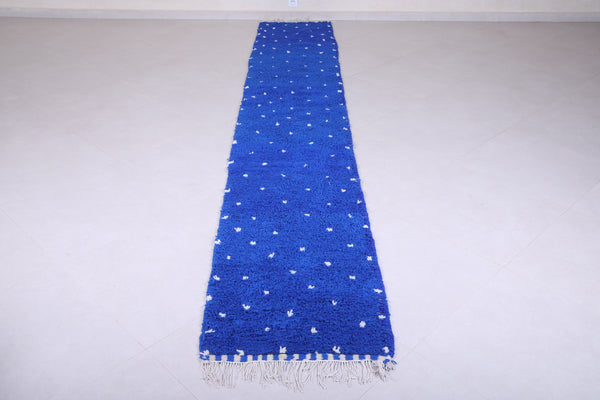 Custom royal blue Moroccan runner rug - Dotted wool look