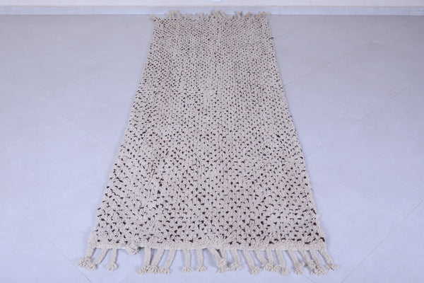 Custom dotted wool runner rug - Neutral cream & deep brown