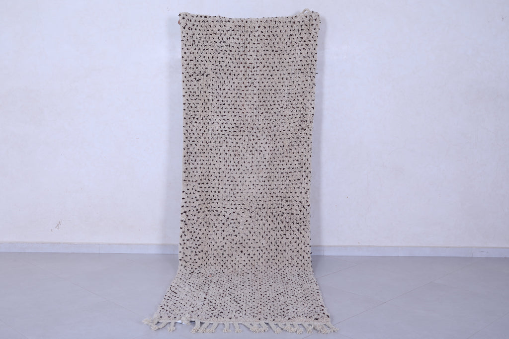 Custom dotted wool runner rug - Neutral cream & deep brown