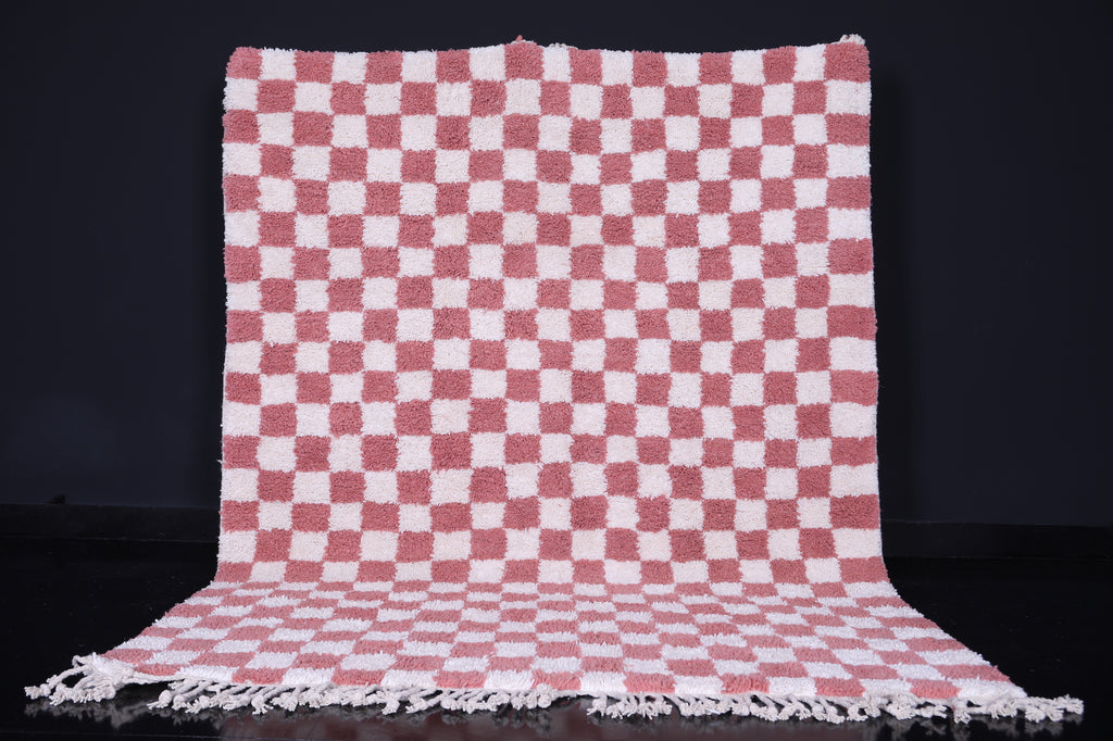 Moroccan Checkered rug - Pink checkered rug - Wool rug