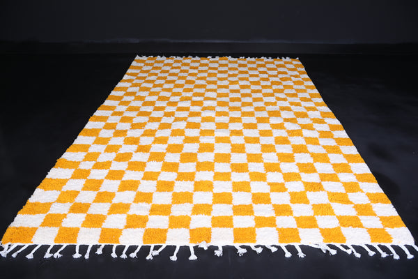 Yellow Checkered rug - Moroccan rug - Wool rug