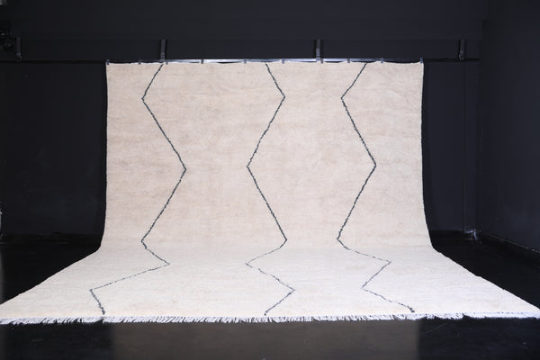 White custom Moroccan rug with black stripes – Custom size