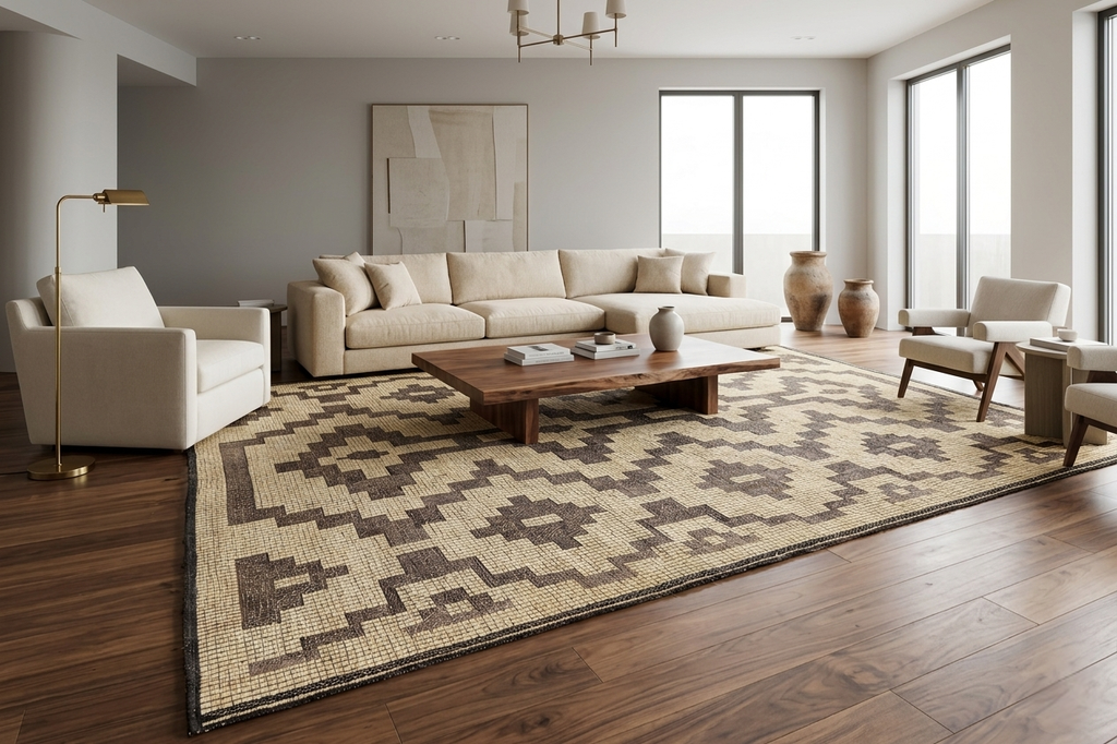 Tuareg mat rug - Handwoven tribal design - 10.2 ft X 16.5 ft