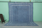 Minimalist Blue Moroccan Rug - Handwoven Berber Wool | 8.2 x 9.8 ft