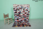 Hand-Knotted Moroccan Boucherouite Rug - Eco-Friendly 3 FT x 5.4 FT