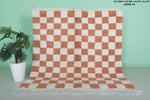 Berber Beni Ourain Rug – 5.4 x 5.6 ft Red and White Checkerboard