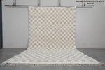 8.2 x 12.4 FT Moroccan Wool Rug - Cream & Beige Checkered Pattern