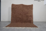 Solid Brown Moroccan Rug 7.1 X 9 Feet - Handmade Wool Carpet