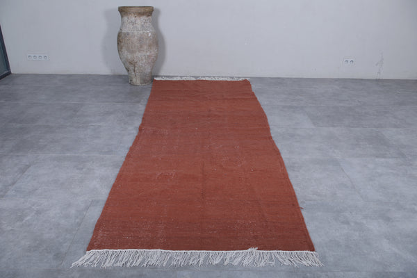 Handmade Moroccan berber rug – Warm terracotta runner | 3.9 FT x 10.4 FT