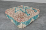 Teal & Beige Moroccan Pouf Set – 24x24 Vintage Wool Ottomans