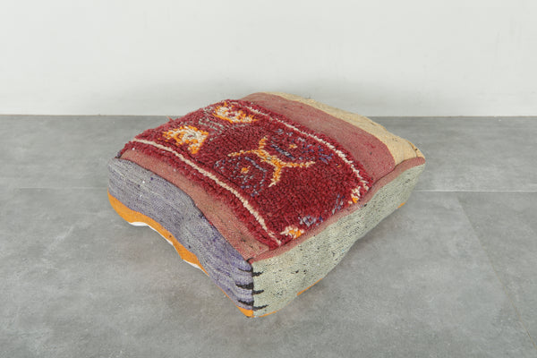 Vintage multicolor Moroccan kilim pouf