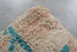 Teal & Beige Moroccan Pouf Set – 24x24 Vintage Wool Ottomans