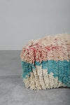 Teal & Beige Moroccan Pouf Set – 24x24 Vintage Wool Ottomans