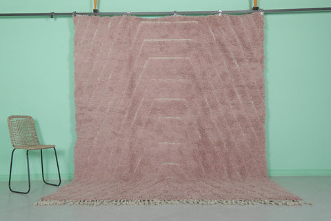 Soft Pink Moroccan Rug – Subtle Geometric Pattern (8 x 9.9 ft)