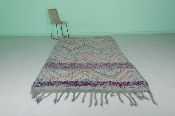 Vintage Moroccan berber rug – 5.2 FT X 10 FT | Pastel chevron pattern handmade carpet