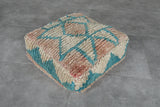 Teal & Beige Moroccan Pouf Set – 24x24 Vintage Wool Ottomans