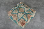 Teal & Beige Moroccan Pouf Set – 24x24 Vintage Wool Ottomans