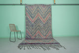 Vintage Moroccan Berber Rug – 5.2 FT X 10 FT | Pastel Chevron Pattern Handmade Carpet