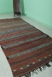 Vintage Moroccan Kilim Rug – 4.2 x 9.2 FT, Earth Tones with Geometric Pattern