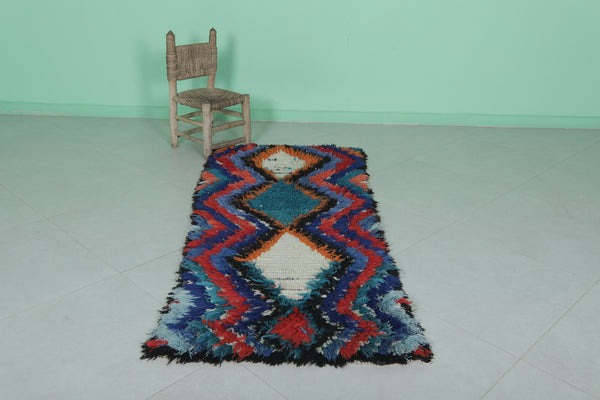 Vintage colorful Moroccan berber rug – 2.5 FT X 6 FT | Bold boho charm