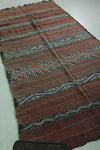 Vintage Moroccan Kilim Rug – 4.2 x 9.2 FT, Earth Tones with Geometric Pattern