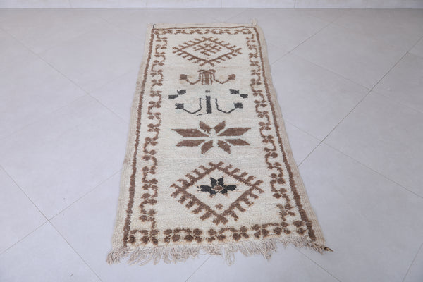 Moroccan berber rug – 2.7 x 5.9 ft | Handwoven Neutral geometric patterns
