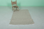 Moroccan Rug – Minimalist Beige with Fringe | 3.2 FT x 5.2 FT