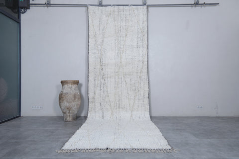 Custom Handmade Moroccan Runner Rug - White Wool Rug