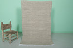 Moroccan Rug – Minimalist Beige with Fringe | 3.2 FT x 5.2 FT