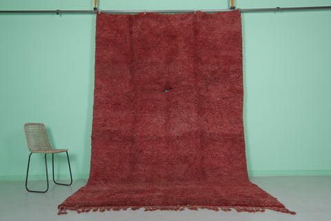 Red Vintage Handmade Moroccan Berber Rug – 7.2 FT X 11.3 FT | Authentic Artisan Crafted Design