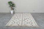 Handmade Moroccan Azilal Rug 4.8 x 8 Ft Cream with Colorful Diamond Pattern