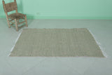 Moroccan Rug – Minimalist Beige with Fringe | 3.2 FT x 5.2 FT