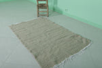 Moroccan Rug – Minimalist Beige with Fringe | 3.2 FT x 5.2 FT